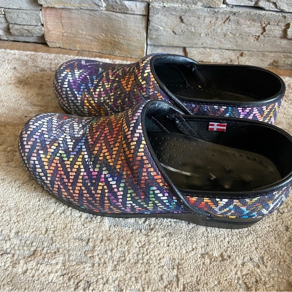 Sanita Raffia Clogs Slip On Multicolor Colorful Platform Heel Nursing Comfort 39 - Picture 3 of 10